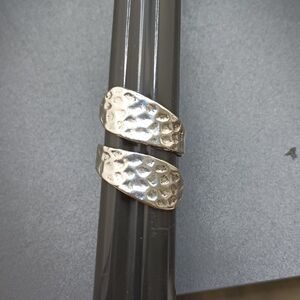 WRAP around finger Hammered metal ring adjustable one size